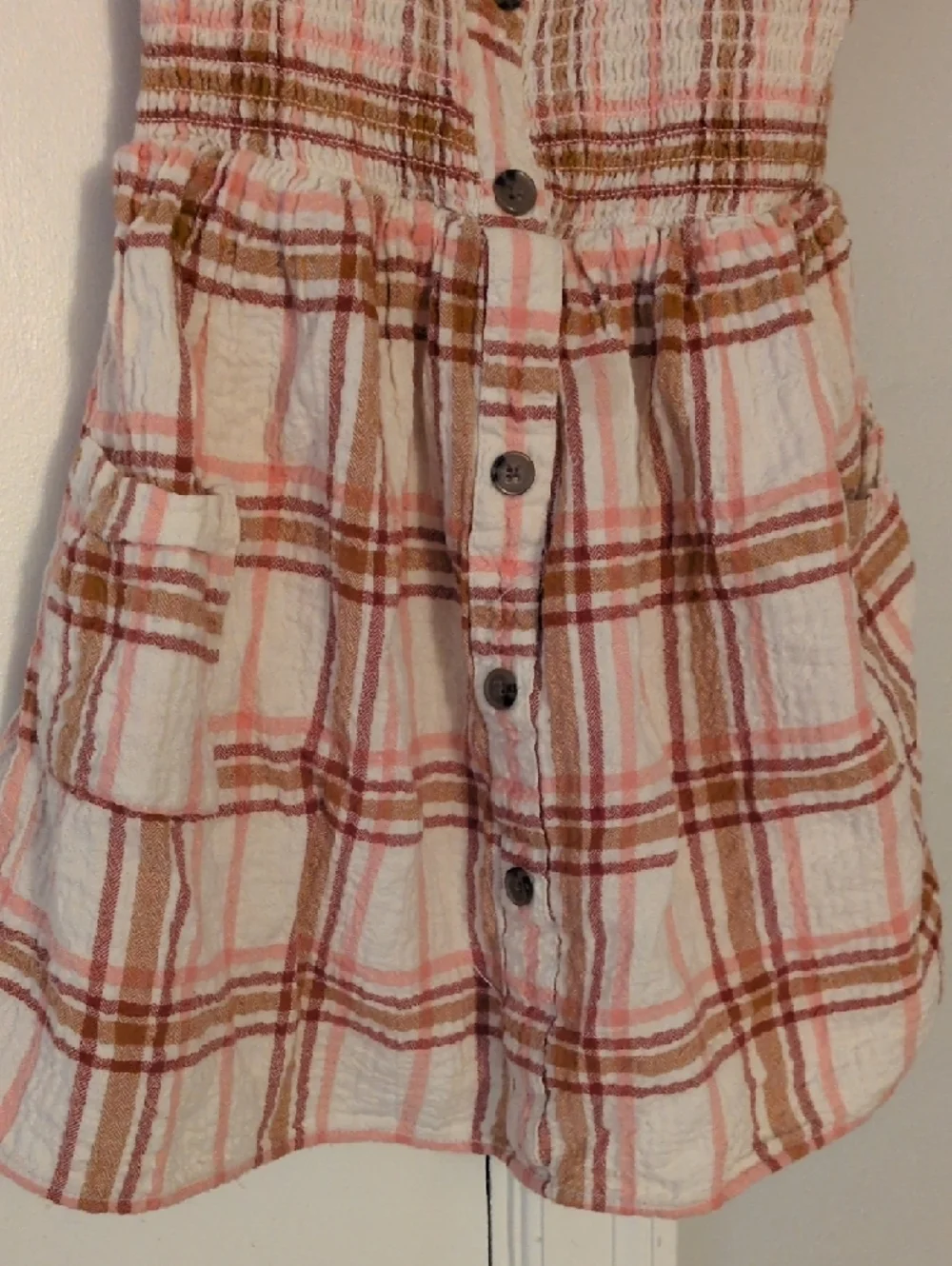 Cat &‎ Jack Pink and Tan Plaid Button-Front Sundress